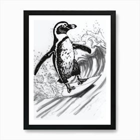 African Penguin Surfing Waves 3 Affiche