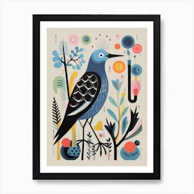 Colourful Scandi Bird Grey Plover 2 Art Print