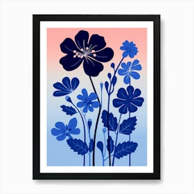Blue Flower Illustration Geranium 4 Art Print