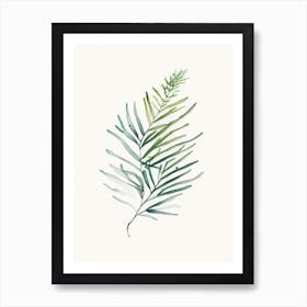 Yew Leaf Minimalist Watercolour 1 Art Print