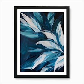 Abstract Of Blue And White Leaves Art Print