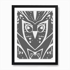 Abstract Owl Two Tone Greyscale 2 Art Print