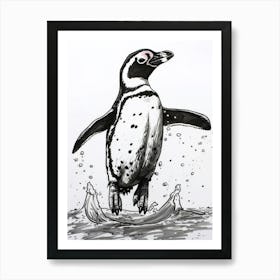 African Penguin Jumping Out Of Water 1 Art Print