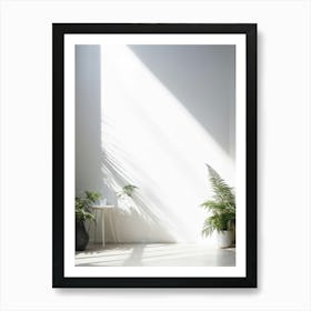 Nature Pattern White Sunshine Overlay Elegant Fern Abstract Blank Light Natural Room Pla (11) Art Print