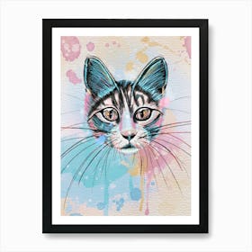 Whiskered Whispers - Watercolor Cat Portrait Art Print