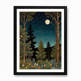 Night In The Woods Style William Morris 1 Art Print