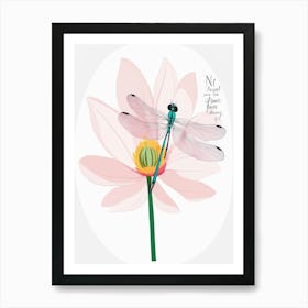 Dragonfly On Lotus Art Print