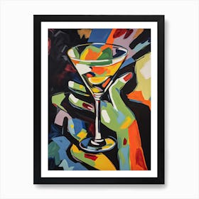 A Hand Holding A Martini Painting Art Print