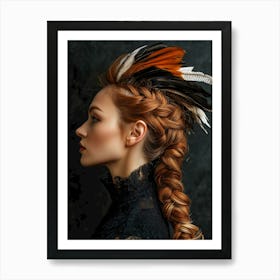 Beautiful Woman With Feathers Art Print