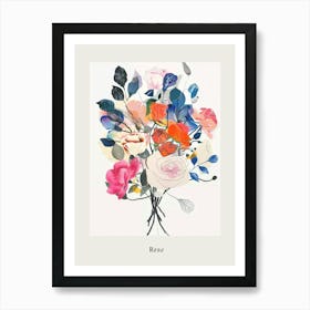 Rose 2 Collage Flower Bouquet Poster Art Print