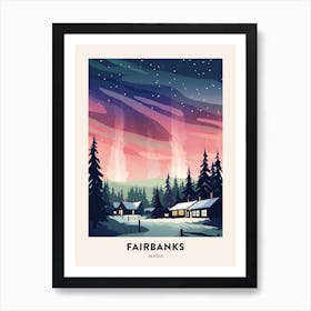 Vintage Winter Travel Poster Fairbanks Alaska 2 Art Print