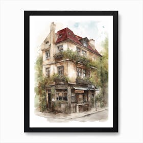 Schoneberg Berlin Neighborhood, Watercolour 3 Art Print