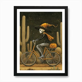 Skeleton On A Bike Art Print