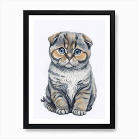 Cute Scottish Fold Cat Painting (5) Art Print