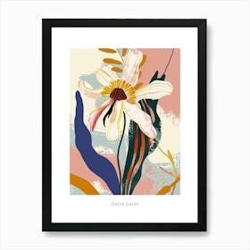Colourful Flower Illustration Poster Oxeye Daisy 1 Art Print