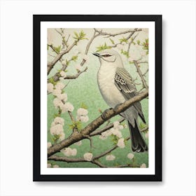 Ohara Koson Inspired Bird Painting Mockingbird 3 Art Print