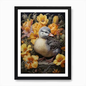 Floral Ornamental Duckling 5 Art Print