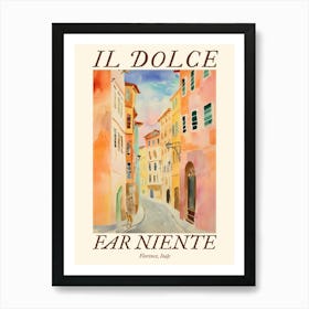 Il Dolce Far Niente Florence, Italy Watercolour Streets 3 Poster Art Print