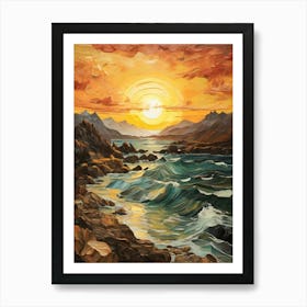 Sunset.Sea.Vincent Willem Van Gogh, frescoes. Art Print