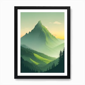 Misty Mountains Vertical Composition In Green Tone 135 Art Print