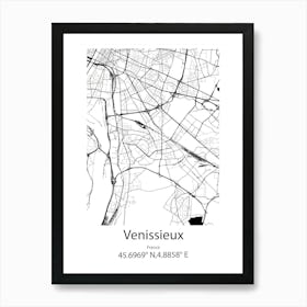 Venissieux,France Minimalist Map Affiche