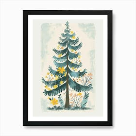 Douglas Fir Tree Illustration Flat 1 Art Print