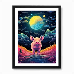 Pig In The Night Sky 1 Art Print