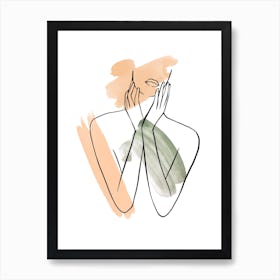 Woman with colored accents in the background II Art Print