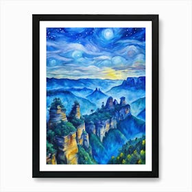 Van Gogh Blue Mountains National Park Australia Art Print