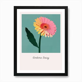 Gerbera Daisy Square Flower Illustration Poster Art Print