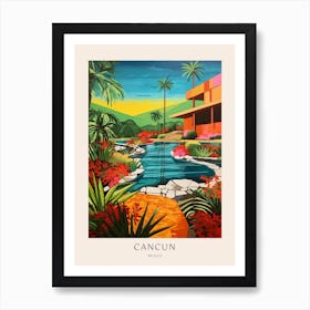 Cancun, Mexico 1 Midcentury Modern Pool Poster Art Print