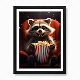 Cartoon Crab Eating Raccoon Eating Popcorn At The Cinema 4 Póster