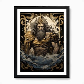  An Illustration Of The Greek God Poseidon In Art Deco 3 Art Print