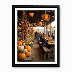 An Old Style Fall Fair Set Amid The Heart Of A Golden Hued Forest The Venue Is Bedecked With Lively (1) Art Print