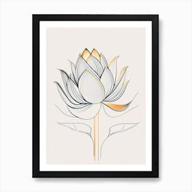 Lotus Flower Pattern Minimal Line Drawing 3 Art Print