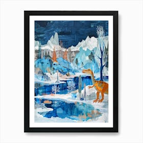 Dinosaur In An Icy Landscape Painting 3 Art Print