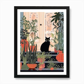 Black Cat And House Plants 9 Art Print