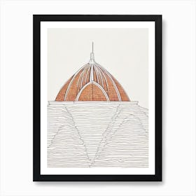 Lotus Temple Delhi Boho Landmark Illustration Art Print