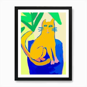 Cat Sitting In A Pot Art Print