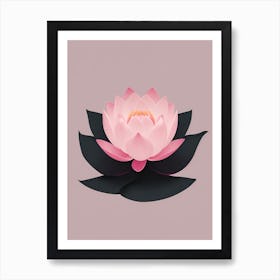 A Pink Lotus In Minimalist Style Vertical Composition 52 Art Print