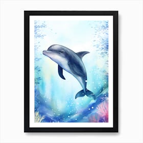 Storybook Style Dolphin Illustration 3 Art Print
