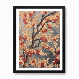 Pussywillow Vintage Autumn Tree Print  Art Print