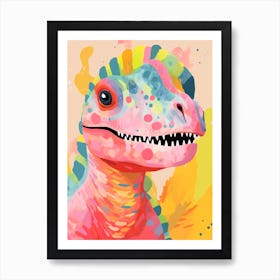 Colourful Dinosaur Aucasaurus 1 Art Print