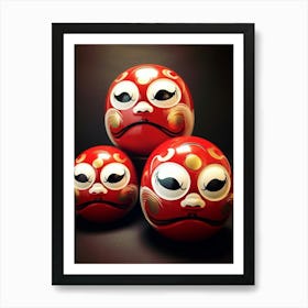 Daruma Dolls Japanese Illustration 5 Art Print