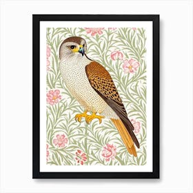 Falcon William Morris Style Bird Art Print