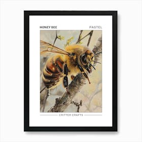 Honey Bee Pastel Watercolour 4 Poster Art Print