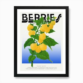 Berries Yellow Golden Queen Graphic Wall Art Vintage Unique Eclectic Art Print