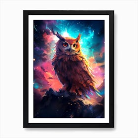 Owl In Space Art Print