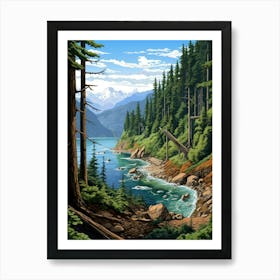 Olympic National Park Retro Pop Art 7 Art Print