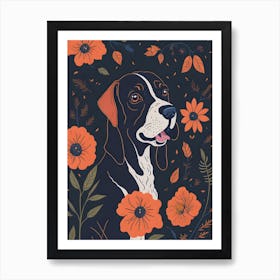 Floral Dog Portrait Boho Minimalism (35) Art Print